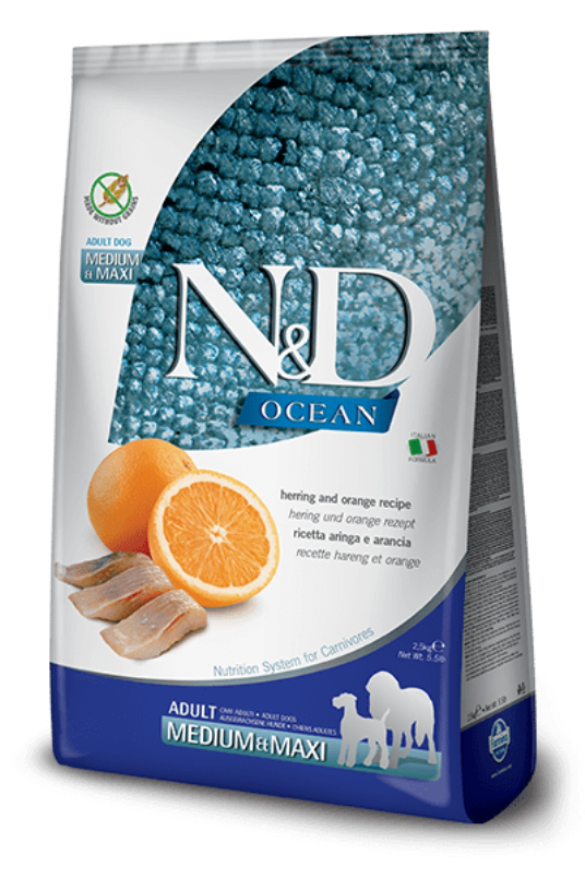 N&D Ocean Fish Dog GF Herring&Orange Adult MD&MX 12kg