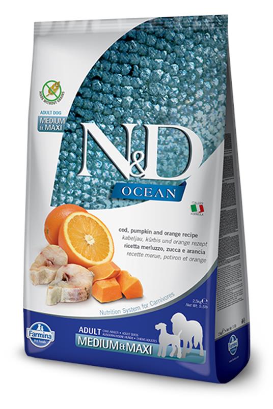 N&D Ocean Fish Dog GF PM Codfish&Orange Adult Mini 800g