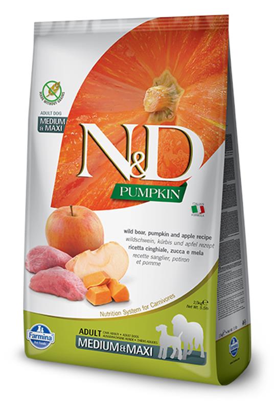 N&D GF PM Dog Boar&Apple Adult MD&MX 2,5kg