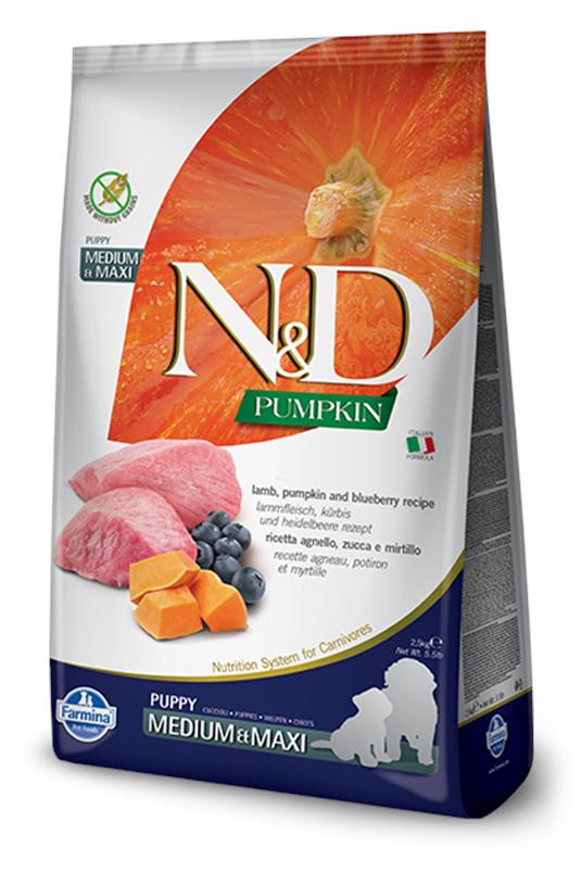 N&D GF PM Dog Lamb&Blueberry Puppy MD&MX 2,5kg