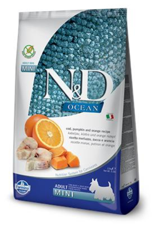 N&D Ocean Fish Dog GF PM Codfish&Orange Adult Mini 2,5kg