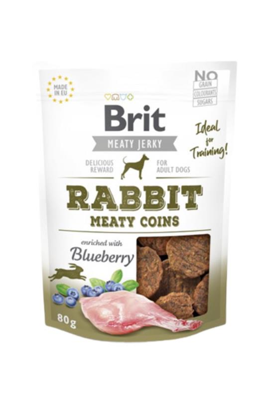 Brit Jerky-Rabbit Meaty Coins 80g (kunec- mesni medaljon) (12)
