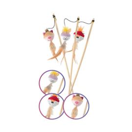 GC igrača za mačke na palici, žoga s plišem, perjem in mačjo meto, 40 cm