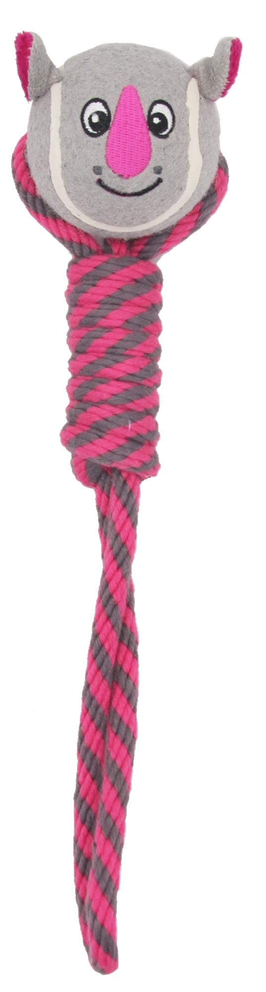 Gimdog igrača za pse Twister, žoga na vrvi, 27x7x7 cm, nosorog