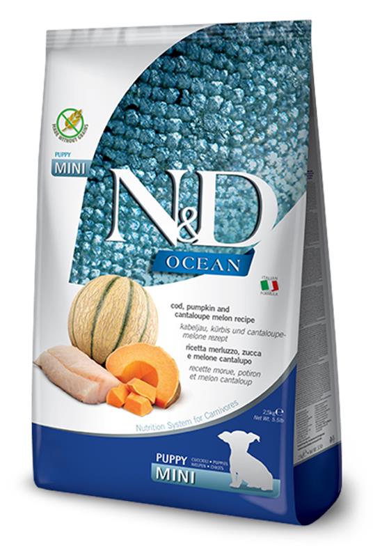 N&D Ocean Fish Dog GF PM Cod &Cantaloupe Melon Puppy Mini 2,5kg