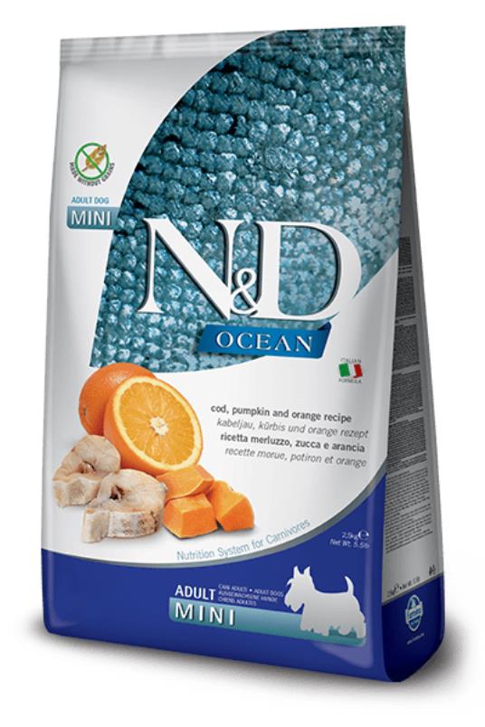 N&D Ocean Fish Dog GF PM Codfish&Orange Adult Mini 7kg